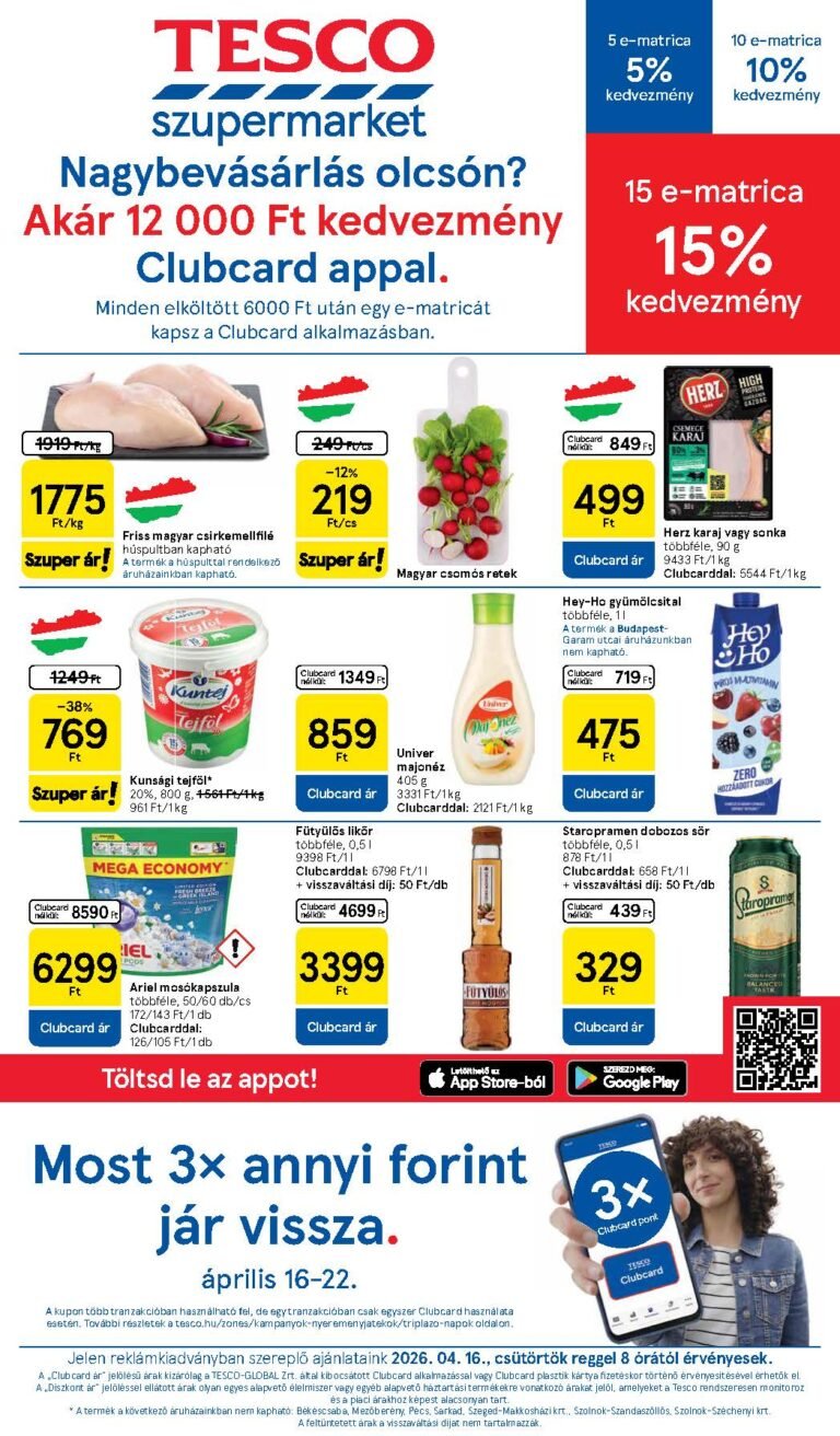 tesco szupermarket akciós újság 2026 16 hét